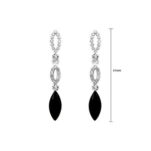 Elegant Marquise Earrings with Silver and Black Austrian Element Crystals