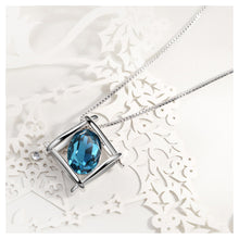 Load image into Gallery viewer, Simple Diamond Necklace with Blue Cubic Zircon and Necklace