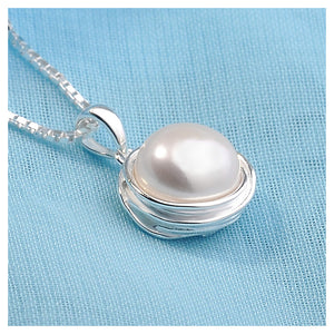 925 Sterlingsilver Pendant with Fashion Pearl and Necklace