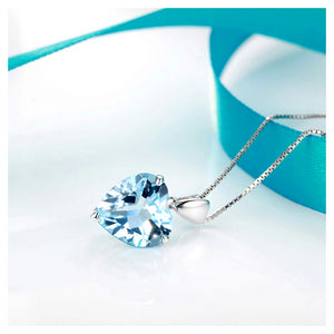 Fashion Valentine's Day Heart Pendant with Blue Austrian Element Crystal and Necklace