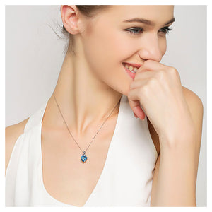 Fashion Valentine's Day Heart Pendant with Blue Austrian Element Crystal and Necklace