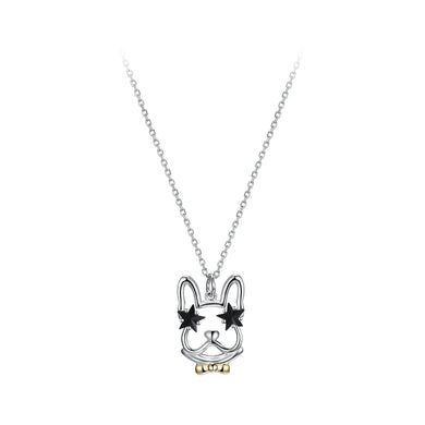 925 Sterling Silver Simple Cute Dog Pendant with Necklace – Glamorousky