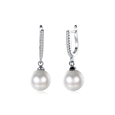 Elegant Fashion Pearl Earrings with White Austrian Element Crystal