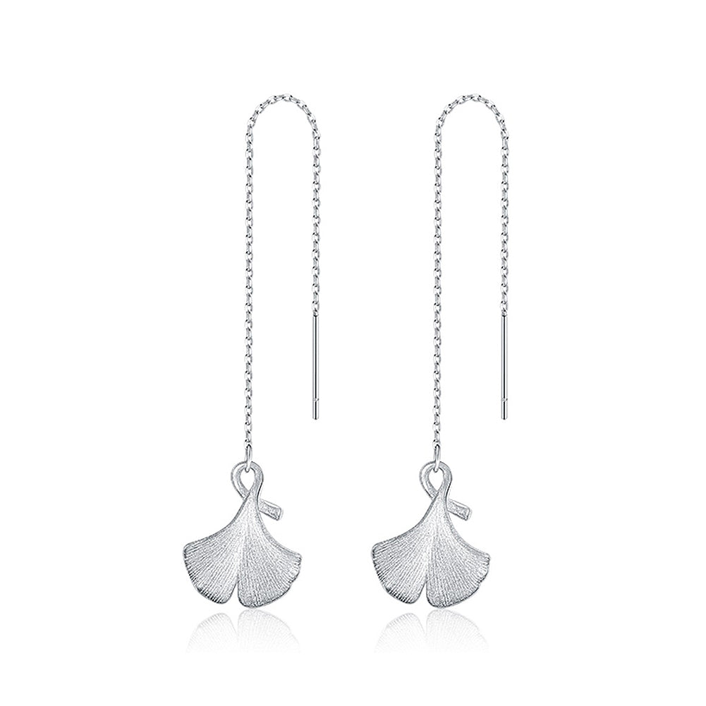 925 Sterling Silver Ginkgo Leaf Earrings