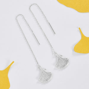 925 Sterling Silver Ginkgo Leaf Earrings