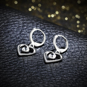 Simple Romantic Heart Shaped Cubic Zircon Earrings - Glamorousky