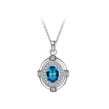 Load image into Gallery viewer, Fashion and Elegant Geometric Oval Pendant with Light Blue Cubic Zircon and Necklace - Glamorousky