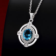 Load image into Gallery viewer, Fashion and Elegant Geometric Oval Pendant with Light Blue Cubic Zircon and Necklace - Glamorousky