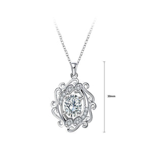Elegant and Fashion Carved Pendant with White Cubic Zircon and Necklace - Glamorousky