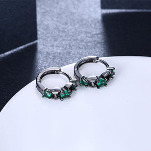 Fashion Elegant Geometric Earrings with Green Cubic Zircon - Glamorousky