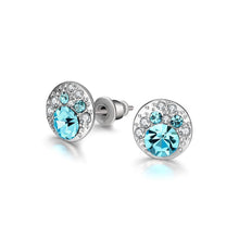 Load image into Gallery viewer, Simple Bright Geometric Round Blue Cubic Zircon Stud Earrings - Glamorousky