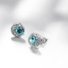 Load image into Gallery viewer, Simple Bright Geometric Round Blue Cubic Zircon Stud Earrings - Glamorousky