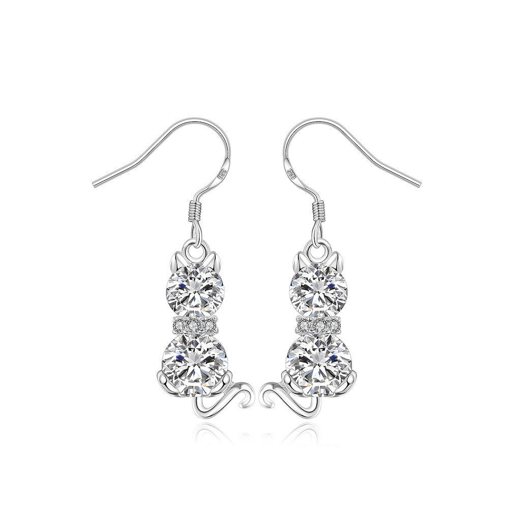 Fashion Cute Cat Cubic Zircon Earrings - Glamorousky