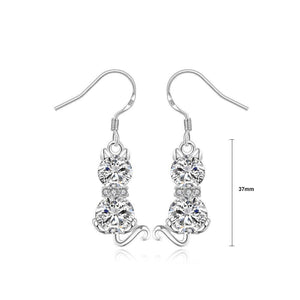 Fashion Cute Cat Cubic Zircon Earrings - Glamorousky