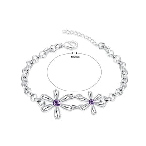 Fashion Simple Flower Purple Cubic Zircon Bracelet - Glamorousky