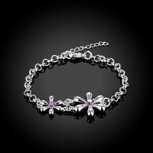 Fashion Simple Flower Purple Cubic Zircon Bracelet - Glamorousky