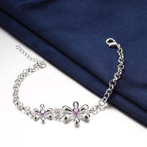 Fashion Simple Flower Purple Cubic Zircon Bracelet - Glamorousky