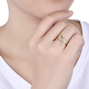 Simple and Fashion Plated Gold Wings Adjustable Ring - Glamorousky