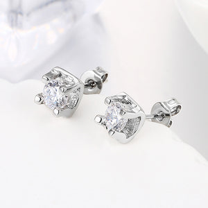 Simple and Fashion Geometric Round Cubic Zircon Stud Earrings
