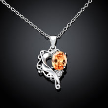 Load image into Gallery viewer, Fashion and Simple Carved Heart Pendant with Champagne Cubic Zircon and Necklace