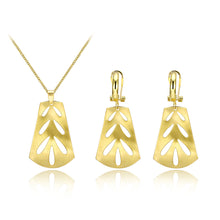 Load image into Gallery viewer, Simple and Fashion Plated Gold Cutout Geometric Pendant Necklace and Earring Set