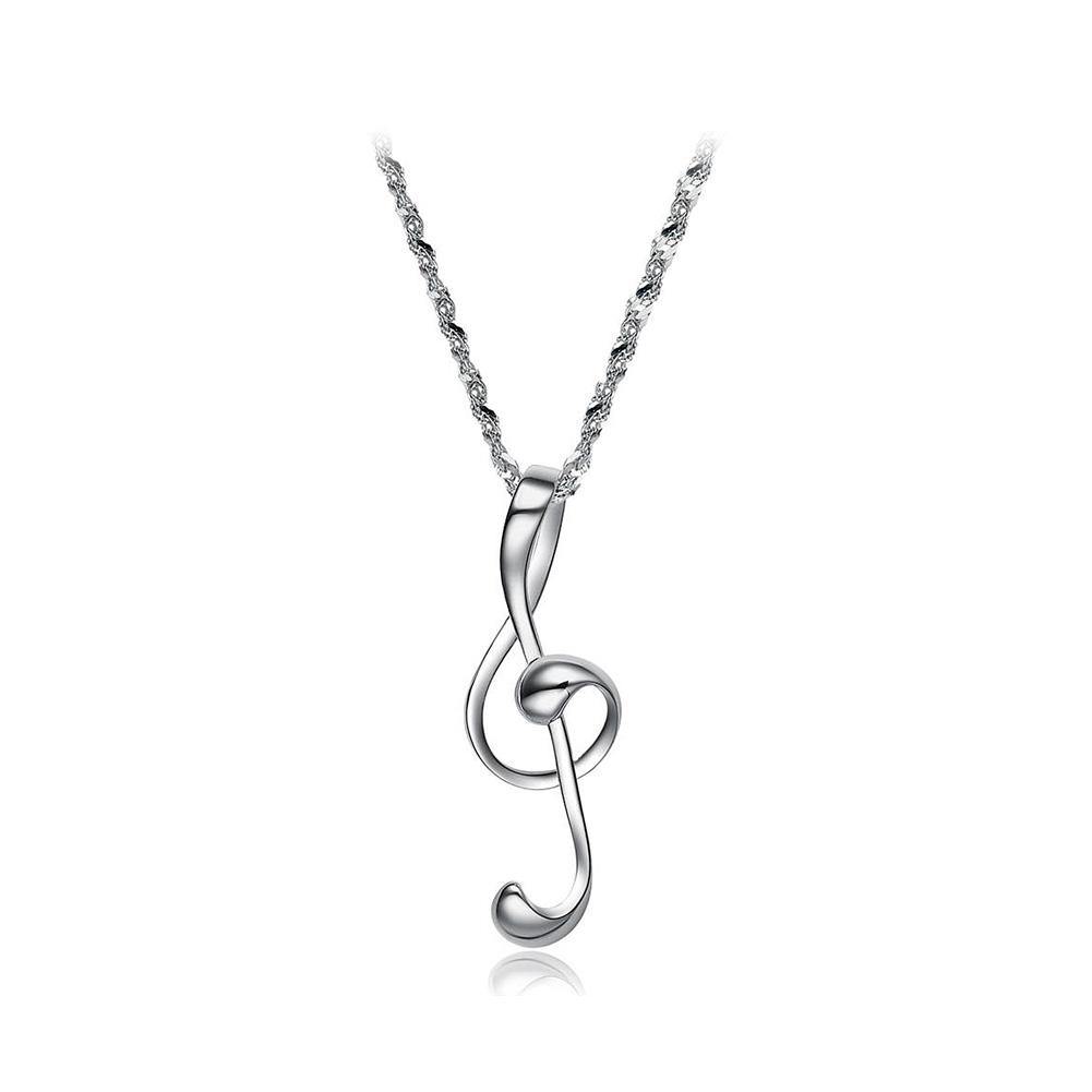 Simple and Fashion Note Pendant with Cubic Zircon - Glamorousky