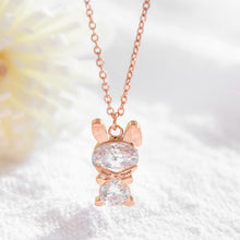 Load image into Gallery viewer, Simple and Cute Plated Rose Gold Titanium Steel Rabbit Pendant with Cubic Zircon and Necklace - Glamorousky