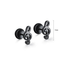 Load image into Gallery viewer, Simple and Fashion Plated Black Music Notes Titanium Steel Stud Earrings - Glamorousky