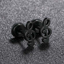 Load image into Gallery viewer, Simple and Fashion Plated Black Music Notes Titanium Steel Stud Earrings - Glamorousky