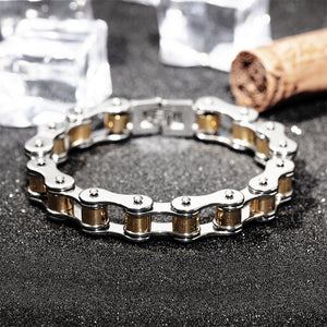 Fashion Personality Golden Bicycle Chain Titanium Steel Bracelet