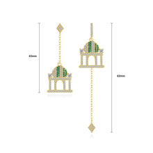 Load image into Gallery viewer, Simple and Creative Plated Gold Castle Tassel Earrings with Cubic Zirconia