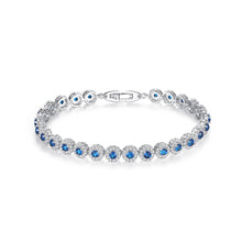 Load image into Gallery viewer, Fashion and Elegant Geometric Round Blue Cubic Zirconia Bracelet 17cm