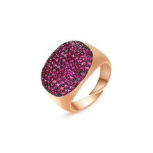 Load image into Gallery viewer, Simple and Bright Plated Rose Gold Geometric Adjustable Opening Ring with Purple Cubic Zirconia