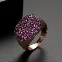 Load image into Gallery viewer, Simple and Bright Plated Rose Gold Geometric Adjustable Opening Ring with Purple Cubic Zirconia