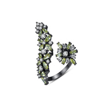 Load image into Gallery viewer, Fashion Simple Plated Black Geometric Flower Adjustable Opening Ring with Cubic Zirconia