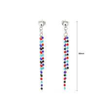 Load image into Gallery viewer, Simple and Fashion Geometric Color Crystal Tassel 316L Stainless Steel Earrings