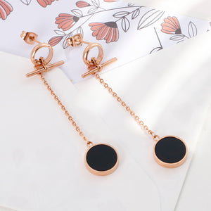 Simple Fashion Plated Rose Gold Geometric Round Tassel 316L Stainless Steel Earrings