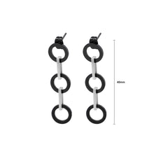 Load image into Gallery viewer, Simple Fashion Plated Silver Black Geometric Round 316L Stainless Steel Earrings