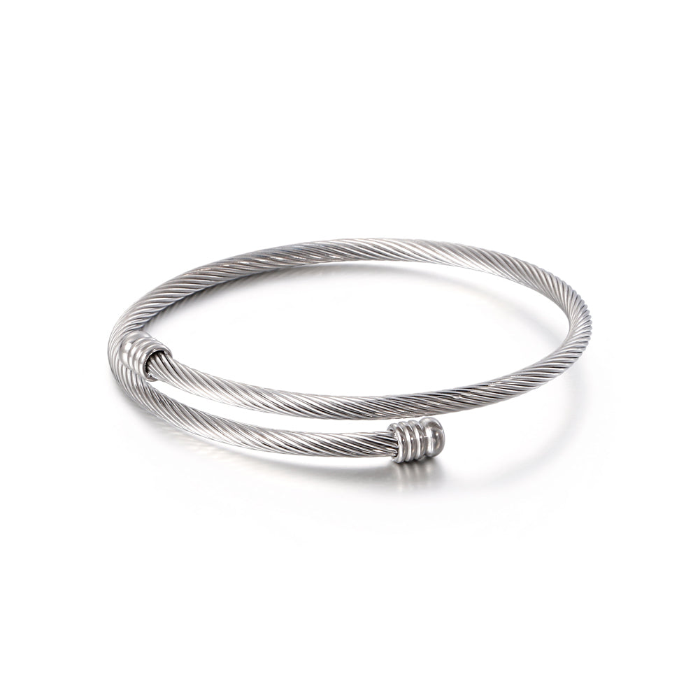 Fashion Simple Geometric Round 316L Stainless Steel Bangle