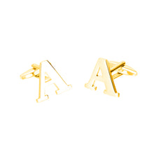 Load image into Gallery viewer, Simple Personality Plated Gold English Alphabet A Cufflinks