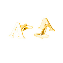 Load image into Gallery viewer, Simple Personality Plated Gold English Alphabet A Cufflinks