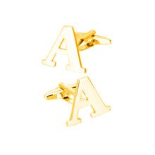 Load image into Gallery viewer, Simple Personality Plated Gold English Alphabet A Cufflinks