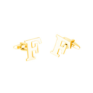 Simple Personality Plated Gold English Alphabet F Cufflinks