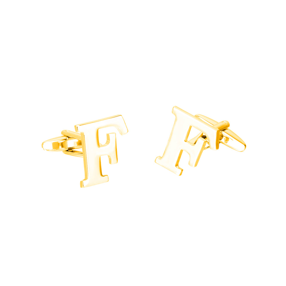 Simple Personality Plated Gold English Alphabet F Cufflinks