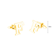 Load image into Gallery viewer, Simple Personality Plated Gold English Alphabet F Cufflinks