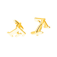 Load image into Gallery viewer, Simple Personality Plated Gold English Alphabet F Cufflinks