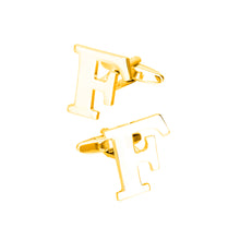 Load image into Gallery viewer, Simple Personality Plated Gold English Alphabet F Cufflinks