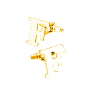 Simple Personality Plated Gold English Alphabet F Cufflinks