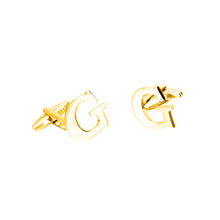 Load image into Gallery viewer, Simple Personality Plated Gold English Alphabet G Cufflinks