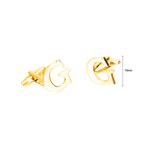 Simple Personality Plated Gold English Alphabet G Cufflinks